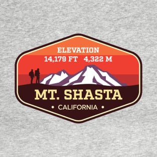 Mt Shasta California - Cascades 14ers Mountain Climbing Badge T-Shirt